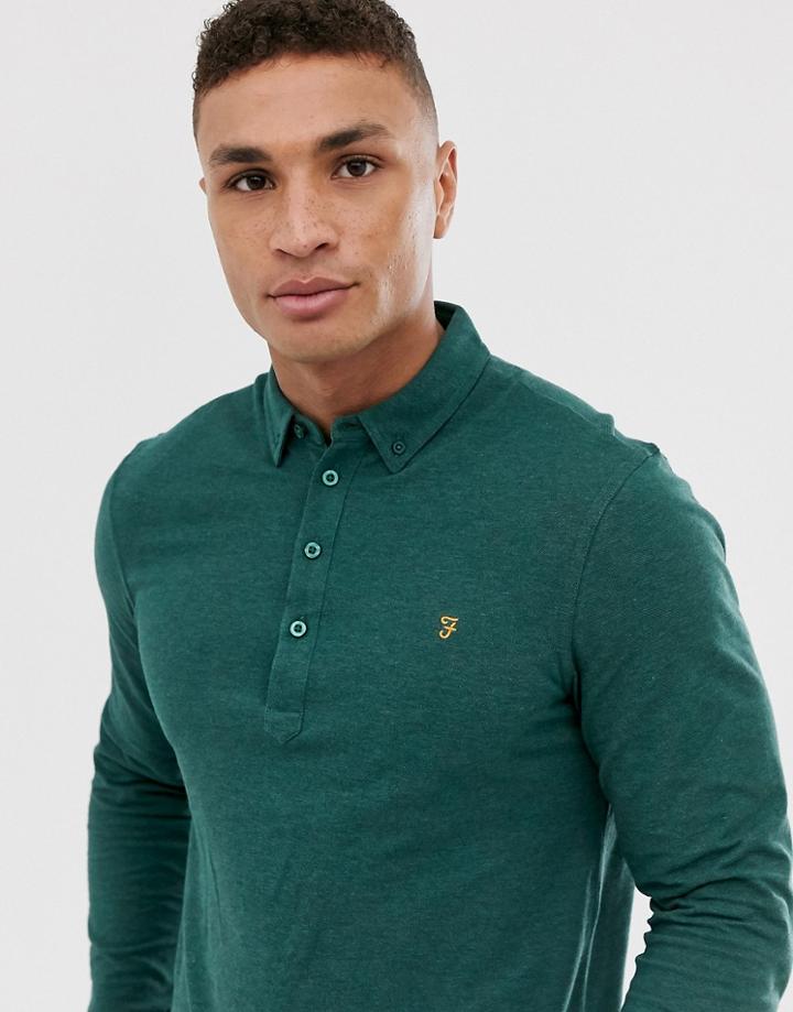 Farah Merriweather Long Sleeve Polo In Green