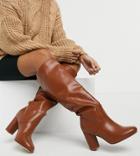 Raid Wide Fit Dileni Pull-on Knee Boots In Chestnut-brown