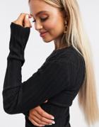 Asos Design Crew Neck Ribbed Sweater In Black