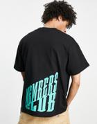 The Couture Club Oversized T-shirt In Black With Logo Placement Print