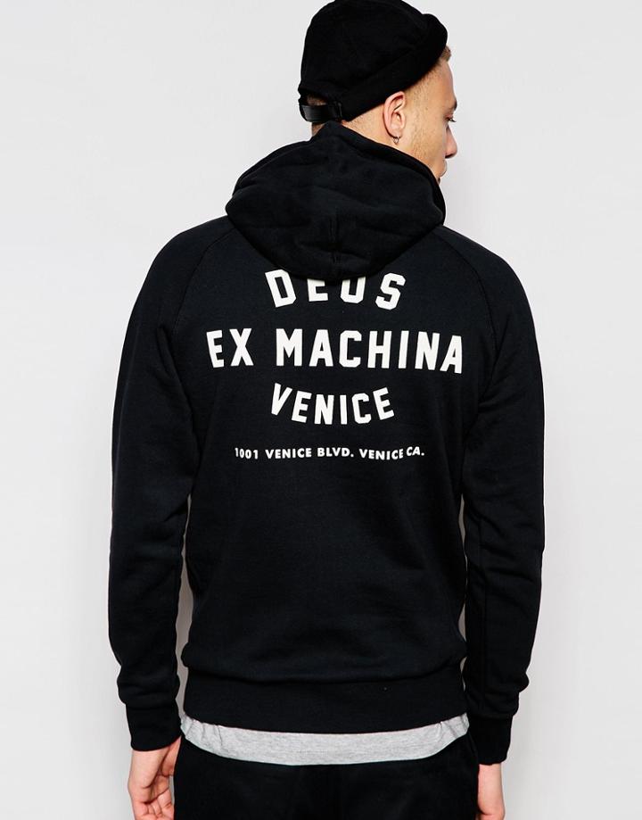 Deus Ex Machina Hoodie With Venice Back Print - Black
