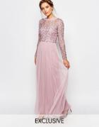 Frock And Frill Embellished Lace Overlay Maxi Dress - Blush Pink