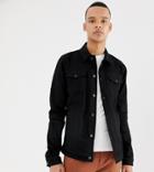 Asos Design Tall Skinny Western Denim Jacket In Black - Black