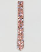 Asos Slim Tie In Pink Floral Design - Pink