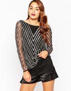 Asos Shell Top With Chevron Sequin Detail - Black