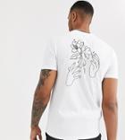 Asos Design Tall T-shirt With Line Drawing Back Print-white