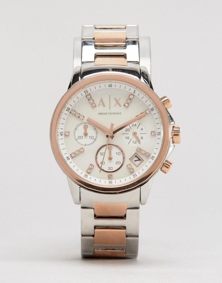 Armani Exchange Chronograph Two Tone Watch Ax4331 - Silver
