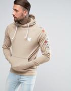 Good For Nothing Hoodie In Stone With Embroidered Floral Sleeves - Stone