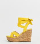 Truffle Collection Wide Fit Tie Ankle Wedges - Multi