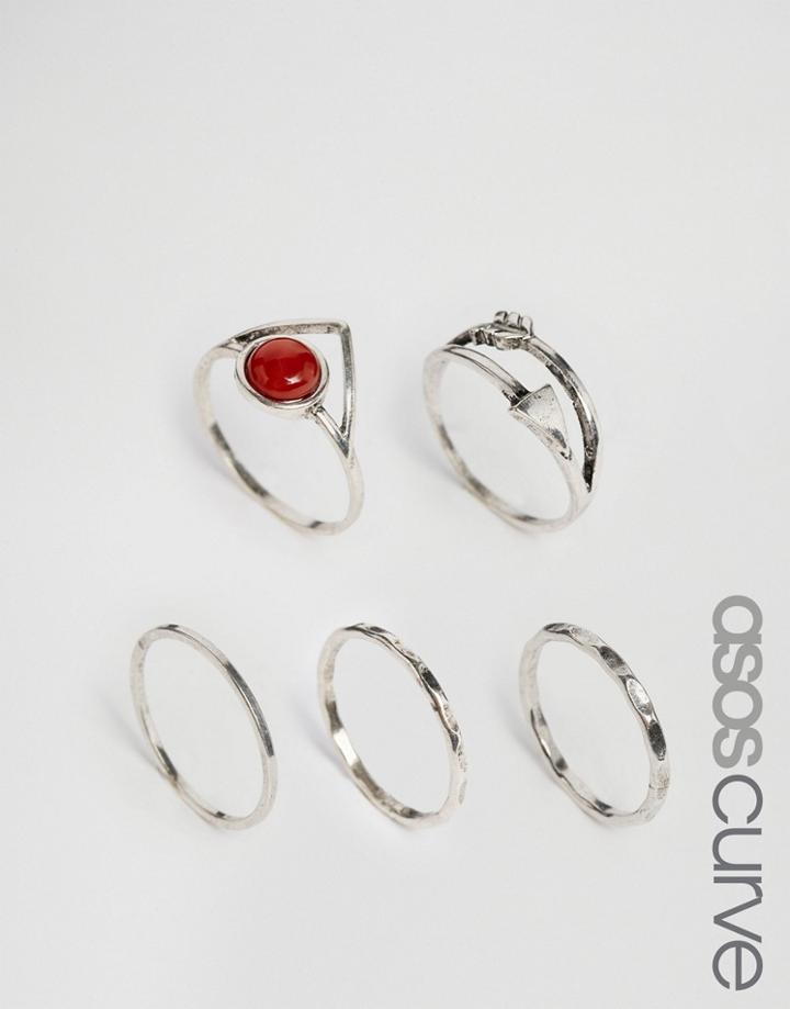 Asos Curve Arrow Ring Stack Pack - Multi