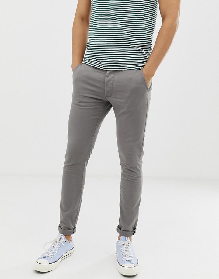 Jack & Jones Intelligence Skinny Fit Chinos In Light Gray-stone