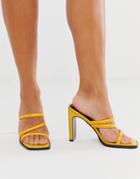 Asos Design National Padded Heeled Sandals-yellow