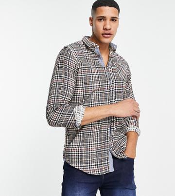 Brave Soul Tall Long Sleeve Heritage Check Shirt In Multi Brown