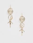 Asos Design Earrings In Abstract Wire Shape Drops In Gold Tone - Gold