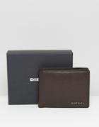 Diesel Hiresh Xs Leather Wallet With Coin Pocket In Brown - Brown