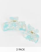My Accessories London Butterfly Multipack X2 Hair Claws In Mermaid Resin-blues