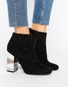 New Look Contrast Block Ankle Heeled Boot - Black