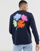 Asos White Loose Fit Heavyweight Long Sleeve T-shirt With Graphic Print-navy