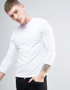 Asos Long Sleeve T-shirt With 3/4 Sleeve And Crew Neck In White - White