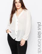 Brave Soul Plus Pussy Bow Blouse - Cream