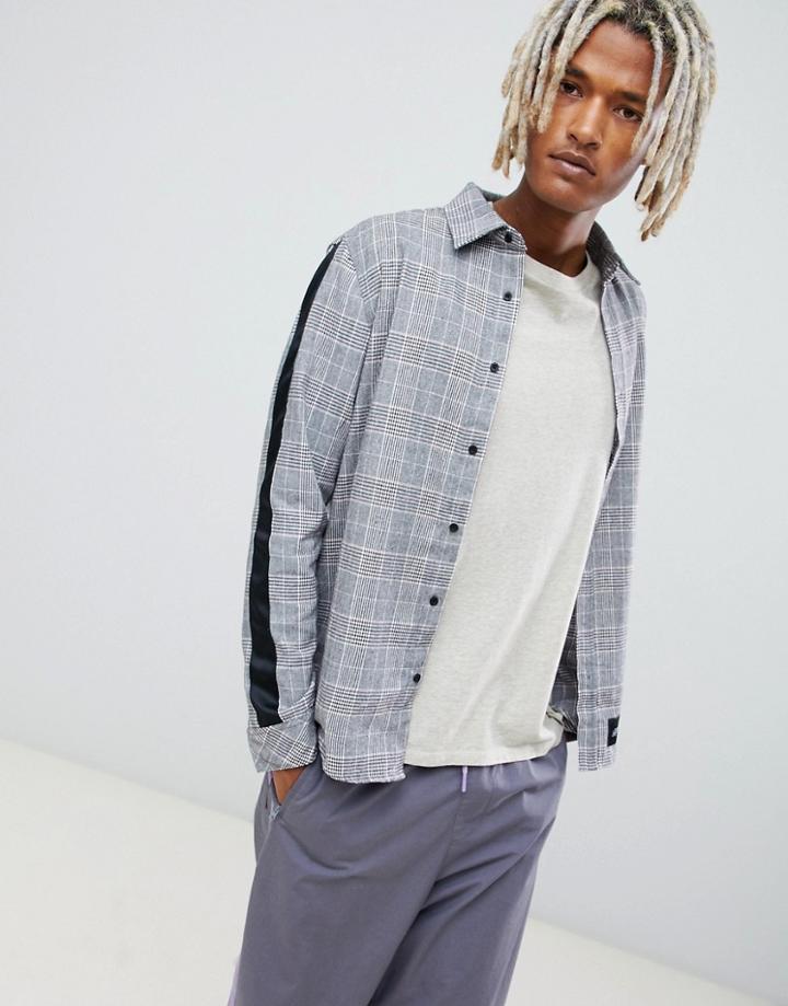 Sixth June Shirt With All Over Check And Side Stripes - Gray