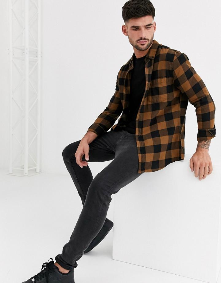New Look Shirt In Mustard Buffalo Plaid