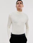 Asos Design Long Sleeve T-shirt With Stretch In Drapey Viscose In Beige