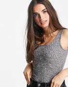 Lipsy Rib Tank In Gray-grey