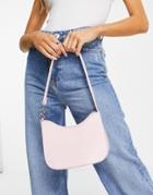 Asos Design Curved Shoulder Bag With Chain Link Strap In Baby Pink