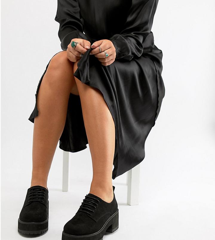 Asos Design Wide Fit Twisted Chunky Lace Up Shoes - Black