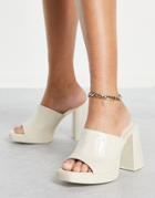 Bershka High Heel Chunky 70s Platform Sandal In Cream-white