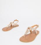 Qupid Toepost Flat Sandals - Copper