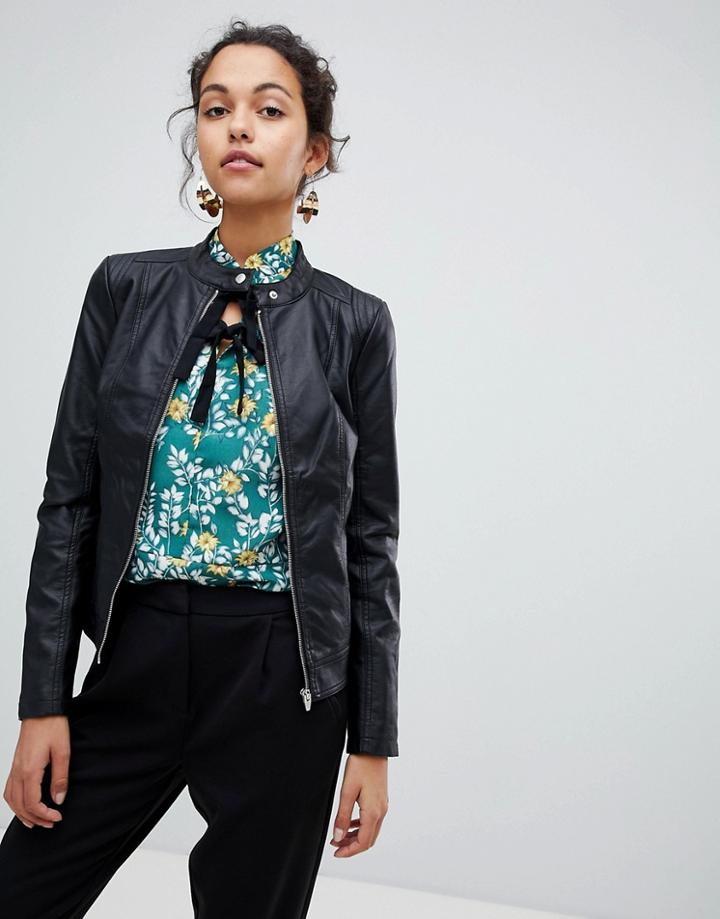 Vila Faux Leather Jacket - Black