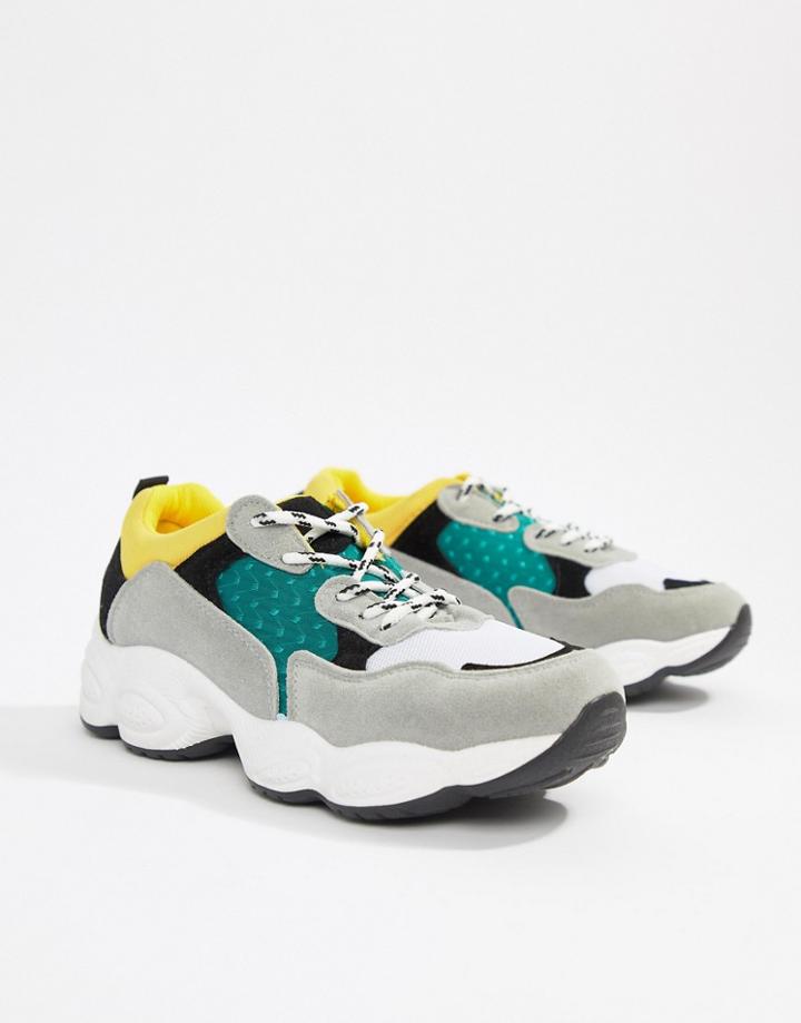Public Desire Cheetah Black Mix Chunky Sneakers - Multi
