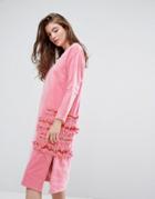 Typical Freaks Frilly Oversized Dress With Mesh - Pink