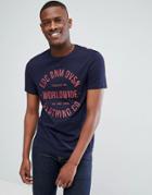 Esprit T-shirt In Navy With Red Print - Navy