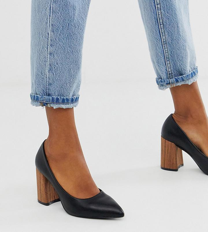 Z Code Z Exclusive Eden Black Wood Effect Heeled Shoes