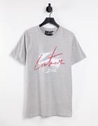 The Couture Club Circle Signature T-shirt In Gray Heather