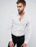Noose & Monkey Skinny Shirt In Print - White