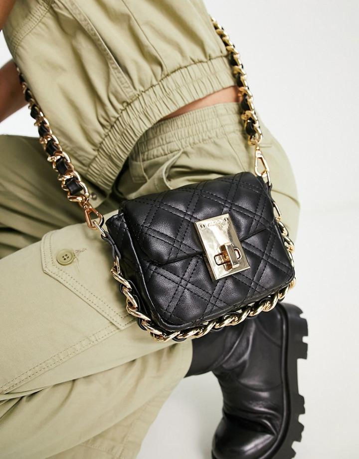 Aldo Vivie Cross-body Bag In Black With Gold Chain