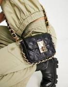 Aldo Vivie Cross-body Bag In Black With Gold Chain