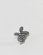 Rebel Heritage Snake Ring In Brushed Black - Black