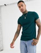 Asos Design T-shirt With Roll Sleeve In Twisted Jersey In Green