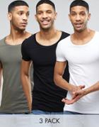 Asos 3 Pack Extreme Muscle Scoop T-shirt Save - Multi