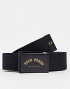 Fred Perry Arch Branded Webbing Belt In Black/gold