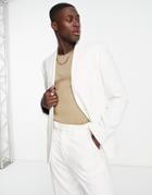Asos Design Slim Longline Suit Jacket In White