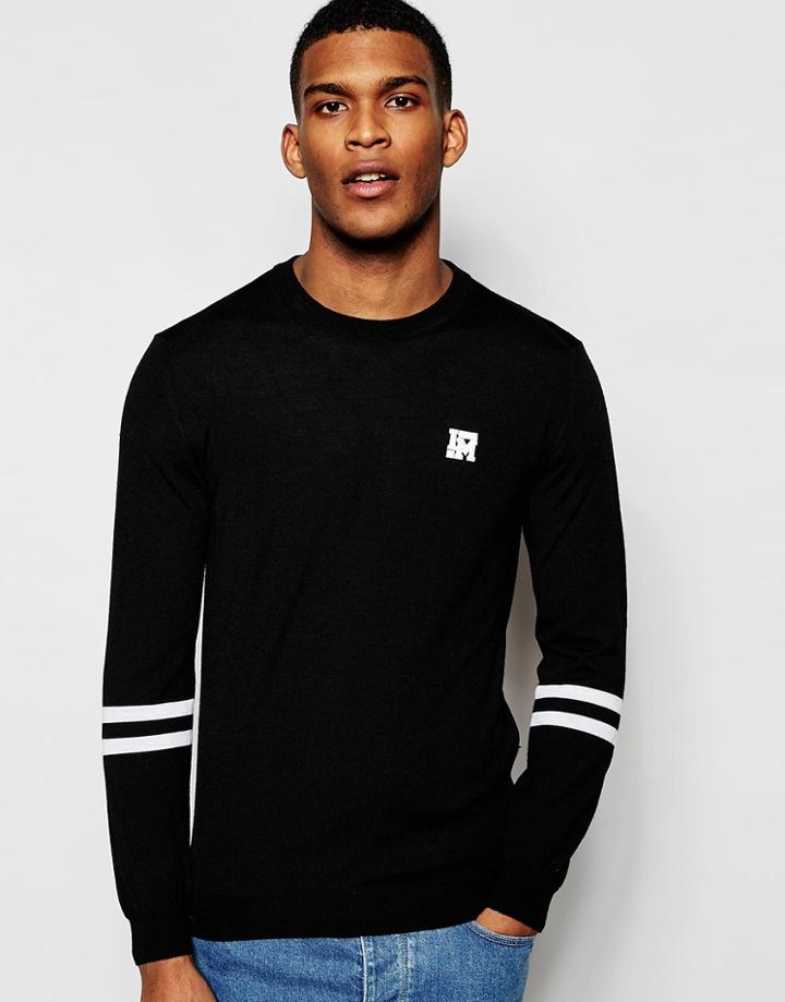 Love Moschino Stripe Sleeve Logo Sweater - Black