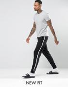Asos Loungewear Skinny Jogger In Black With White Side Stripe - Black
