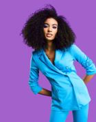 Asos Design Structured Jersey Double Breasted Suit Blazer In Pop Blue-blues