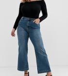 Simply Be Joss Kick Flare Jeans In Vintage Blue - Blue